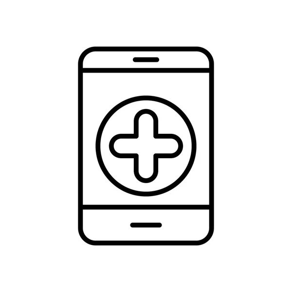 Smartphone with medical app icon, line style — Stock Vector