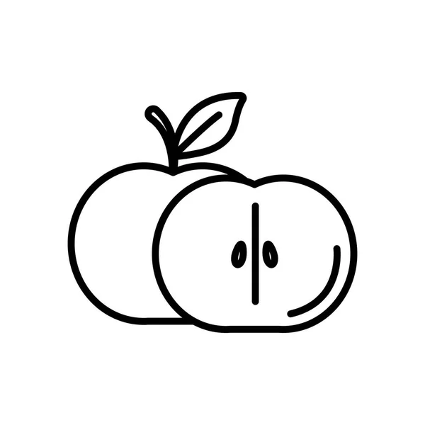 Jablečné ovoce a půlka, liniový styl — Stockový vektor