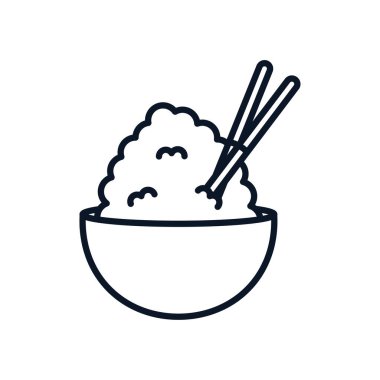 Japon yemeklerinde pilav ve çubuk.