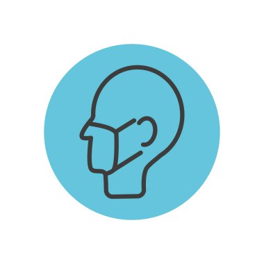 Ağız maskesi simgesi olan profil başı, blok satırı biçimi