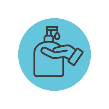 Sabun şişesi ikonu olan el, blok çizgisi tarzı