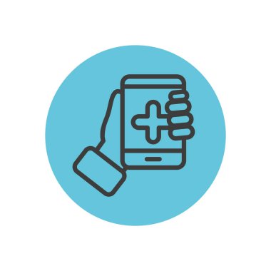 Tıbbi uygulamalı akıllı telefon, blok hattı tarzı.