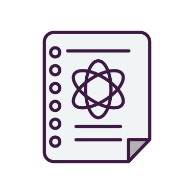 Kimyasal atom simgesiyle dizüstü bilgisayar sayfası, satır rengi biçimi