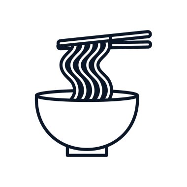 Japon yemeklerinde makarna ve yemek çubuğu.