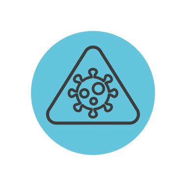 Koronavirüs simgesi simgesi ile uyarı işareti, blok satırı biçimi