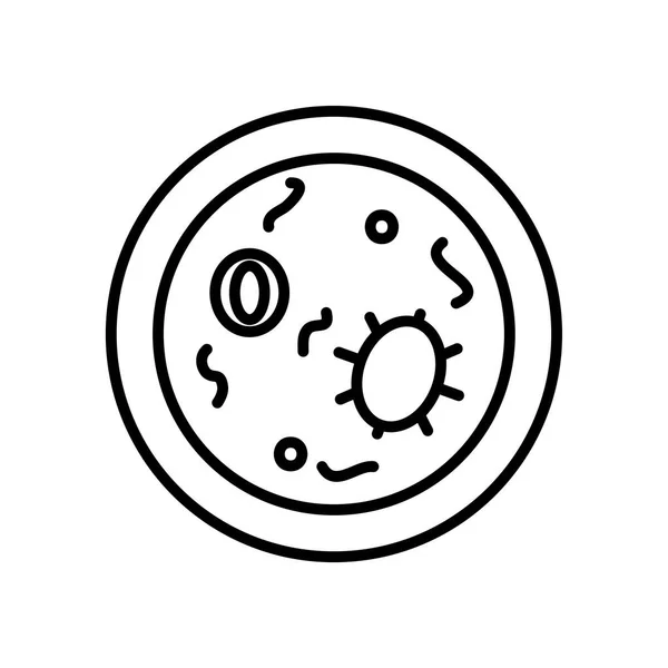 Placa de Petri com ícone de bactérias, estilo de linha — Vetor de Stock