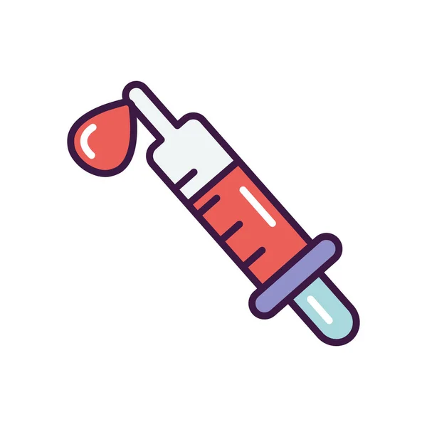 Syringe with blood icon, line color style — Stock Vector