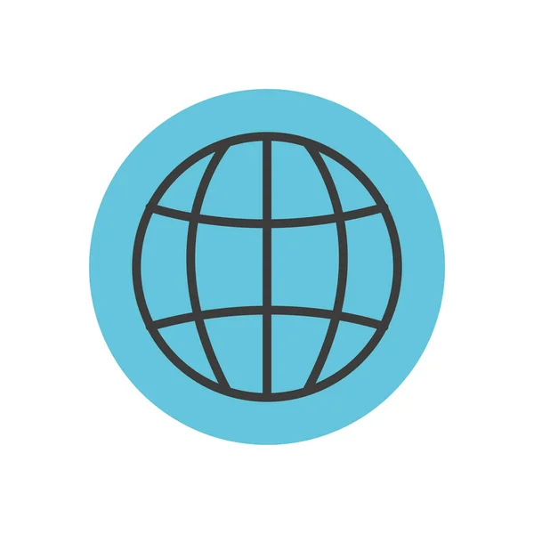 Icono de esfera global, estilo de línea de bloque — Vector de stock