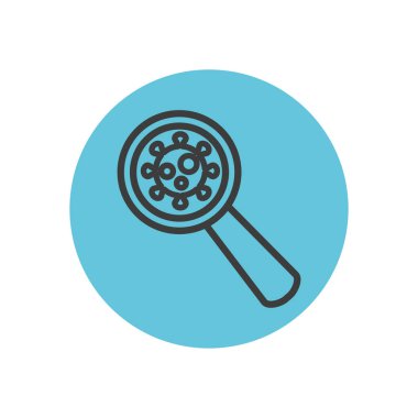 Coronavirus sembollü büyüteç camı, blok çizgisi biçimi