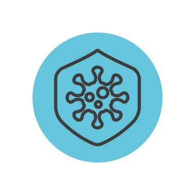 Koronavirüs sembollü kalkan, blok çizgisi biçimi