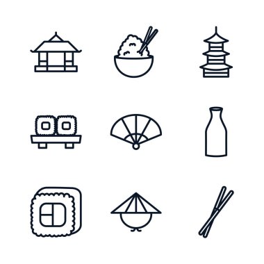 İzole edilmiş Japon ev hattı ikon vektör tasarımı