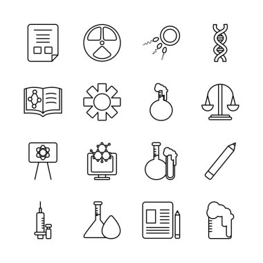 Nükleer sembol ve biyokimya simgesi seti, satır biçimi