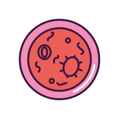 bakteri simgesi içeren petri kabı, çizgi renk biçimi