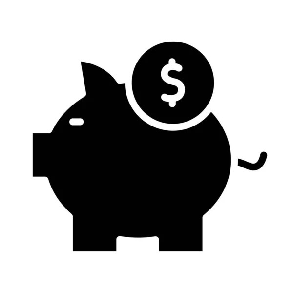 Banco porquinho e moeda de dinheiro ícone, estilo silhueta — Vetor de Stock