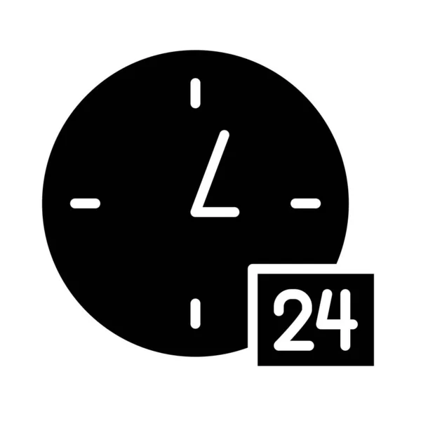 24 hodin symbol, hodiny ikona, silueta styl — Stockový vektor