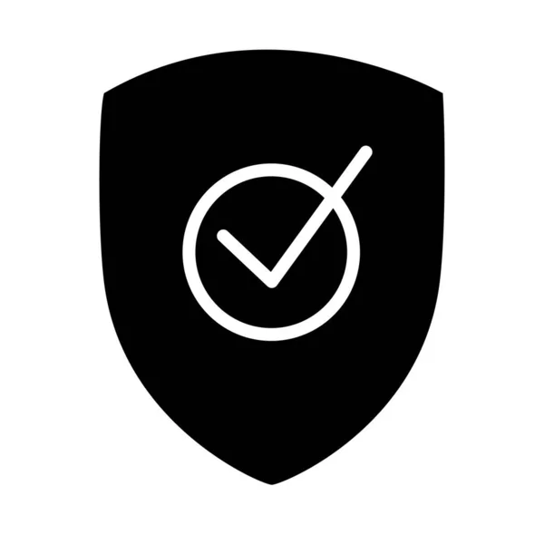 Escudo de segurança com ícone de marca de seleção, estilo silhueta —  Vetores de Stock