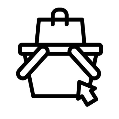 bir alışveriş sepetinde çanta ve web imleç simgesi, satır biçimi