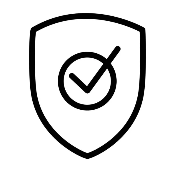 Захисний щит з позначкою контрольної позначки, стиль лінії — стоковий вектор