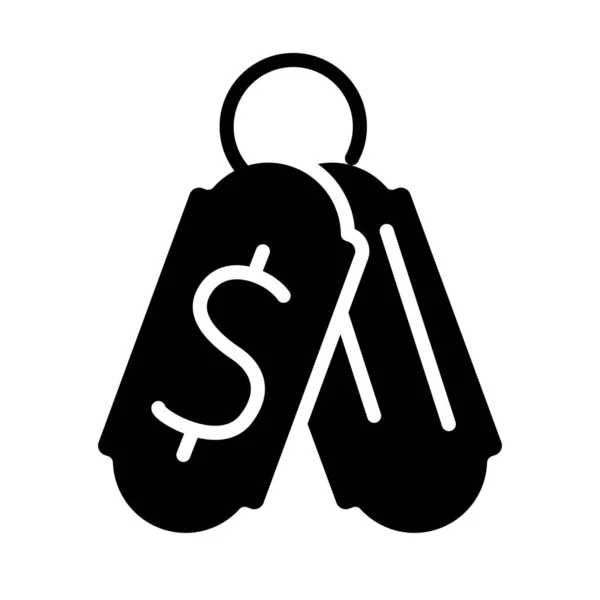 Tags met geld symbool pictogram, silhouet stijl — Stockvector