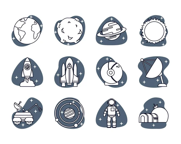 Paquete de iconos de conjunto de espacio — Vector de stock