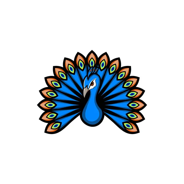 Pfau Maskottchen Logo Vektorabbildung Passend Für Das Maskottchen Logo Der — Stockvektor