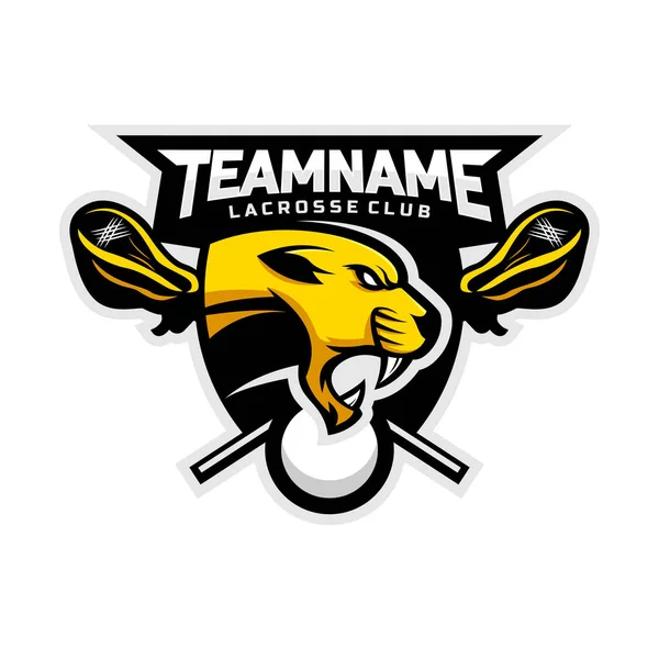 Cougars Head Logo Lacrosse Team Logo Vector Illustration Combination Shields Royalty Free Stock Illustrations