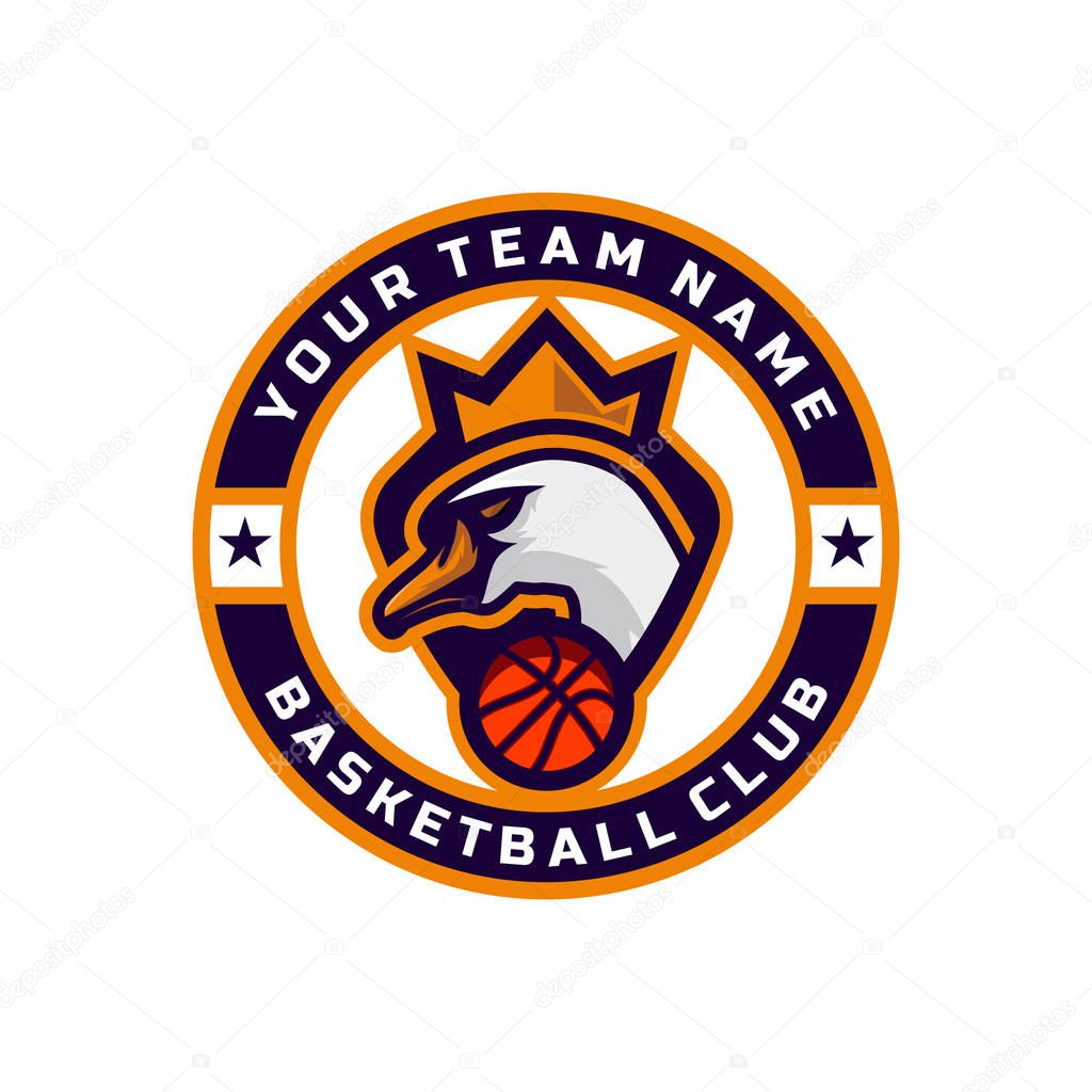 Logotipo de cabeza de cisne para el logo del equipo de baloncesto. con