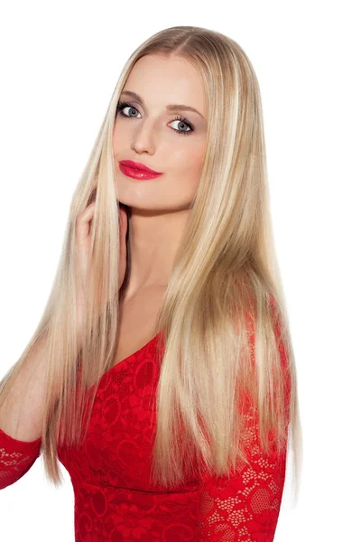Schöne Frau mit langen blonden Haaren — Stockfoto