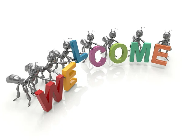 Siyah karıncalar ile hoş 3d renkli sözler