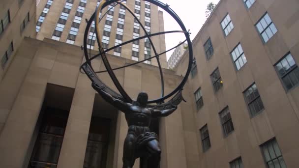 Emlast Estátua Fora Rockefeller Centro Nova Iorque — Vídeo de Stock