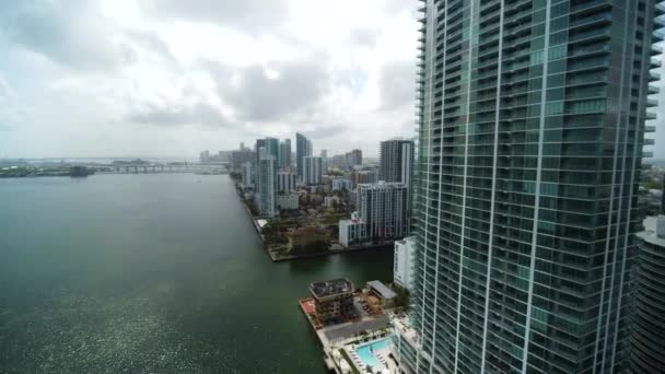 迈阿密湾 以空中无人驾驶飞机为背景 — 图库视频影像