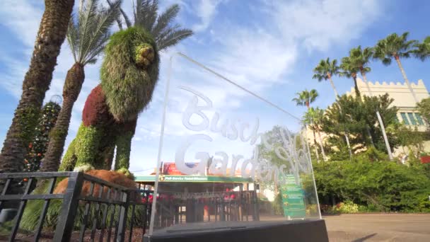 Jardines Busch Tampa Florida Señal Entrada Cámara Lenta — Vídeos de Stock