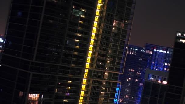 Centrum Miami Strand Nachts Door Antenne Drone — Stockvideo