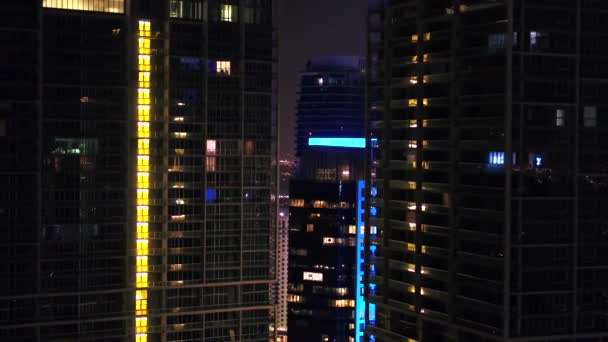 Centro Miami Playa Por Noche Por Avión Tripulado Aéreo — Vídeos de Stock