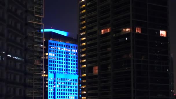 Centrum Miami Strand Natten Med Antenn Drönare — Stockvideo