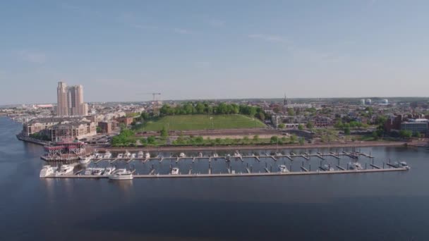 Dron Strzał Baltimore Wewnętrznej Przystani — Wideo stockowe