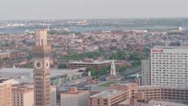 Drohne Schoss Auf Skyline Von Baltimore — Stockvideo