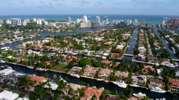 Fort Lauderdale Skyline Antenne Drohne Schoss Florida — Stockvideo