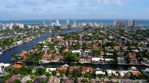 Fort Lauderdale Skyline Antenne Drohne Schoss Florida — Stockvideo