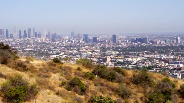 Senderismo Cañón Runyon Con Una Vista Los Angeles — Vídeos de Stock
