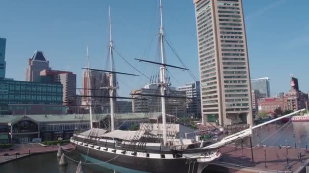 Histórico Barco Madera Puerto Baltimore — Vídeo de stock