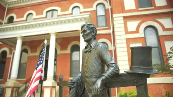 Lincoln Estátua Livingston Tribunal Condado Pontífice — Vídeo de Stock