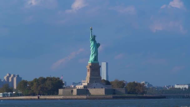 Estatua Libertad Ciudad Nueva York Skyline Nyc Ellis Island — Vídeos de Stock