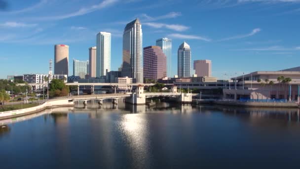 Tampa Skyline Sopra Drone Aereo Acqua — Video Stock
