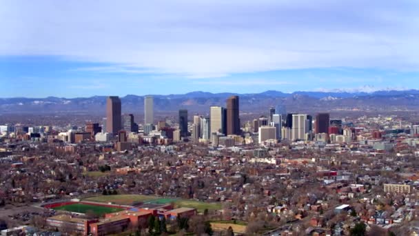 Blick Auf Die Skyline Von Denver Drohne — Stockvideo