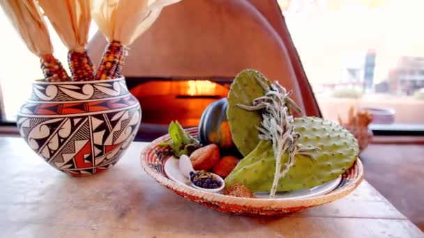 Delicious Authentic Native American Dish Restaurant Slow Motion — Αρχείο Βίντεο