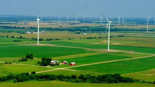 Drone Aérien Ferme Éolienne Rurale Paysage Midwest — Video