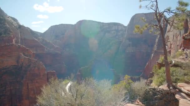 Indah Zion Taman Nasional Utah Ngarai Dengan Kamera Genggam — Stok Video