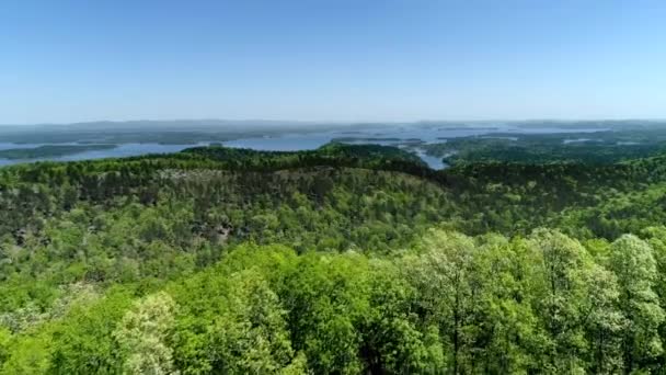 Drönare Skott Skog Sjö Och Vackra Böljande Kullar — Stockvideo