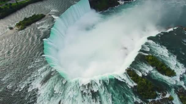 Niagara Cai Por Drone Aéreo Belas Cachoeiras Tiro Voador — Vídeo de Stock